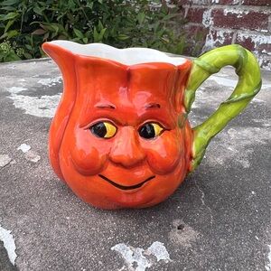 Vintage Anthropomorphic Pumpkin Creamer Fall and Halloween